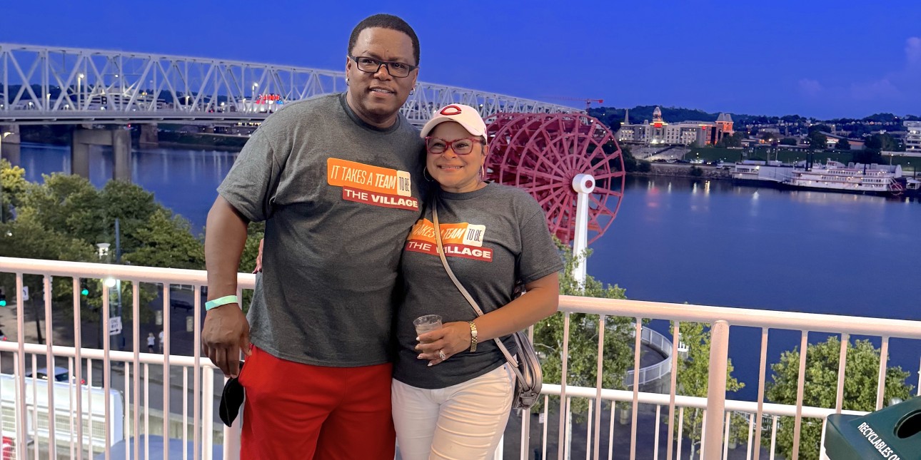 Joe & Tiffany Kelly at the Reds Stakeholder event with river background