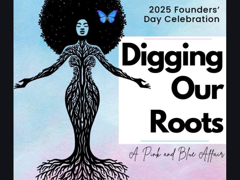 Blue and Pink Gamma Phi Delta Sorority, Inc Founders' Day Celebration 2025 Flyer