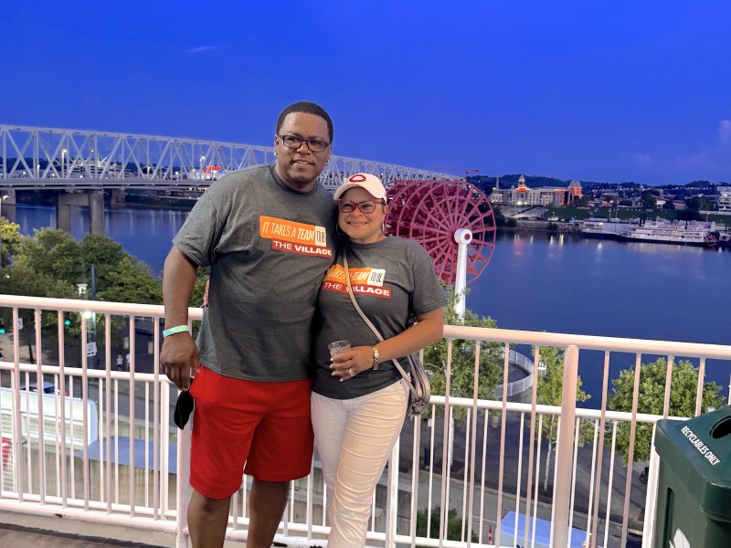 Joe & Tiffany Kelly at the Reds Stakeholder event with river background